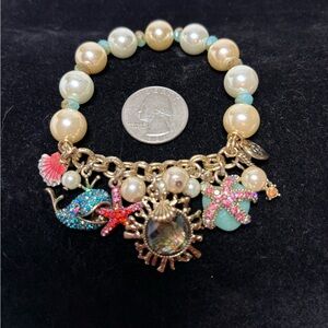 Betsey Johnson Stretch Pearl and Crystal Bracelet